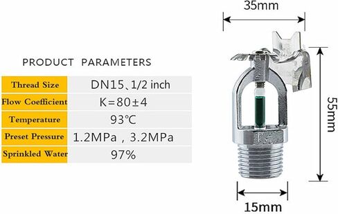 1pcs 93°C Fast Response Side Spray Fire Sprinkler, DN15 1/2 Inch Extinguishing Nozzle in Kuwait