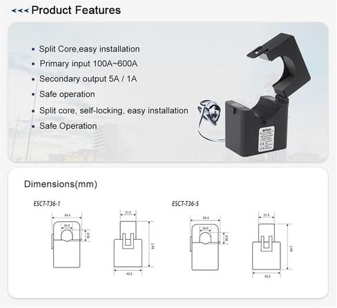 1PCS ESCT-T36 Series,100-600/5A, Split Core Current(T36 100-5A) in Saudi Arabia