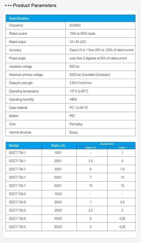 1PCS ESCT-T36 Series,100-600/5A, Split Core Current(T36 100-5A) in Saudi Arabia