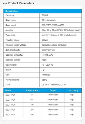 1PCS ESCT-TA24 Series, Split Core Current(ESCT-TA24 50A-100mA) in Saudi Arabia