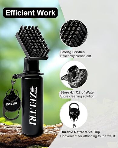 Golf Club Brush Cleaner with Retainer Clip and 8.0 x 8.0 in Golf Towel - Holds 4 Oz Water Durable Nylon Bristles for Easy Cleaning Essentials Golf Accessories in Saudi Arabia