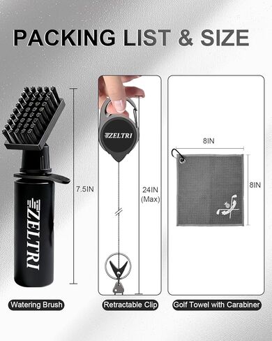 Golf Club Brush Cleaner with Retainer Clip and 8.0 x 8.0 in Golf Towel - Holds 4 Oz Water Durable Nylon Bristles for Easy Cleaning Essentials Golf Accessories in Saudi Arabia