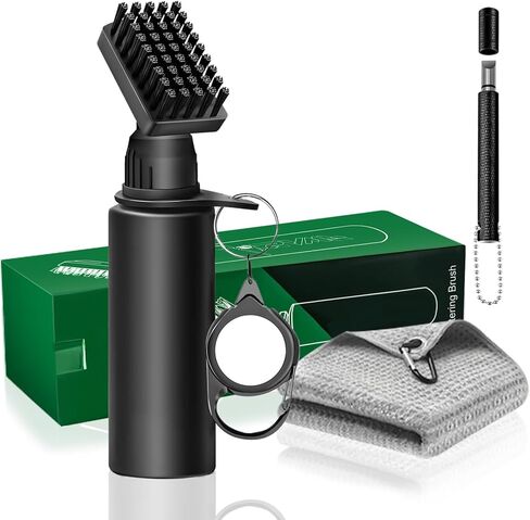 Golf Club Cleaner Brush Kit, Golf Groove Scrubber with Retractable Clip/Golf Groove Sharpener/Golf Towel/Brush Head, 4Oz Squeeze Bottle for Cleaning with Nylon Bristles, Golf Accessories for Men Women in Saudi Arabia