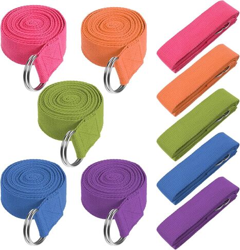 10 Pieces 8ft Yoga Strap for Stretching Bulk with Adjustable Metal D Ring Buckle Loop Exercise Band Stretching Belt for Fitness Gym Workout Pilates Physical Therapy in Saudi Arabia