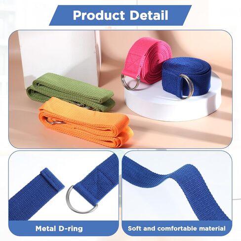 10 Pieces 8ft Yoga Strap for Stretching Bulk with Adjustable Metal D Ring Buckle Loop Exercise Band Stretching Belt for Fitness Gym Workout Pilates Physical Therapy in Saudi Arabia