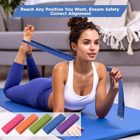 10 Pieces 8ft Yoga Strap for Stretching Bulk with Adjustable Metal D Ring Buckle Loop Exercise Band Stretching Belt for Fitness Gym Workout Pilates Physical Therapy in Saudi Arabia