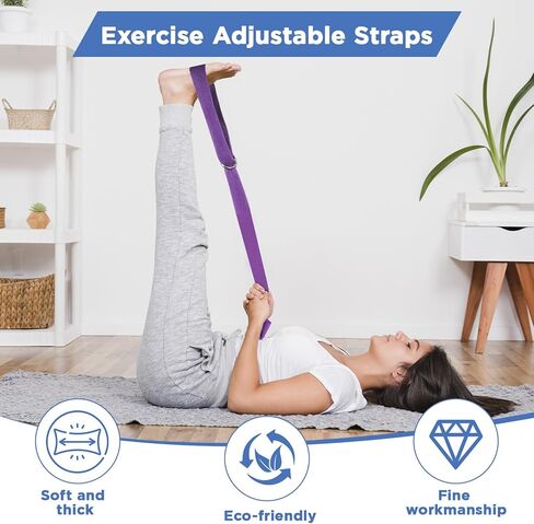 10 Pieces 8ft Yoga Strap for Stretching Bulk with Adjustable Metal D Ring Buckle Loop Exercise Band Stretching Belt for Fitness Gym Workout Pilates Physical Therapy in Saudi Arabia