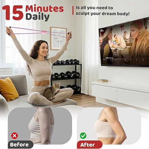 Pink 8-Shape Arm Trainer, Home Fitness Resistance Band for Back Stretching & Yoga Workout in Saudi Arabia