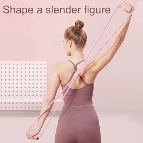 Pink 8-Shape Arm Trainer, Home Fitness Resistance Band for Back Stretching & Yoga Workout in Saudi Arabia