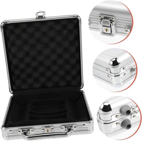 حافظة رقائق البوكر من خليط معدني بسعة كبيرة من BESPORTBLE مع حاوية بطاقات بمقبض لتخزين رقائق البوكر والبطاقات بشكل آمن، صندوق حمل محمول للعبة البلاك جاك in Kuwait