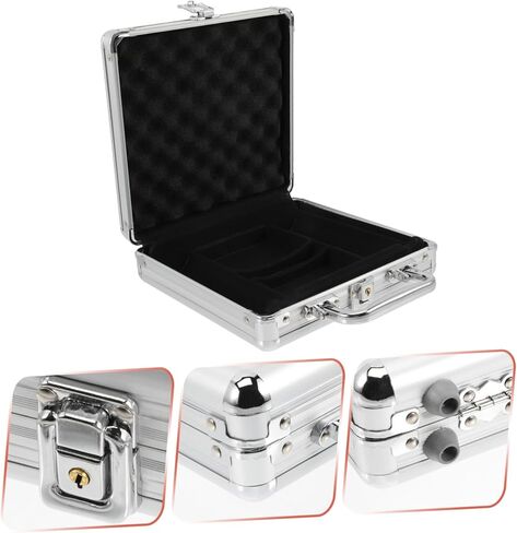 حافظة رقائق البوكر من خليط معدني بسعة كبيرة من BESPORTBLE مع حاوية بطاقات بمقبض لتخزين رقائق البوكر والبطاقات بشكل آمن، صندوق حمل محمول للعبة البلاك جاك in Kuwait