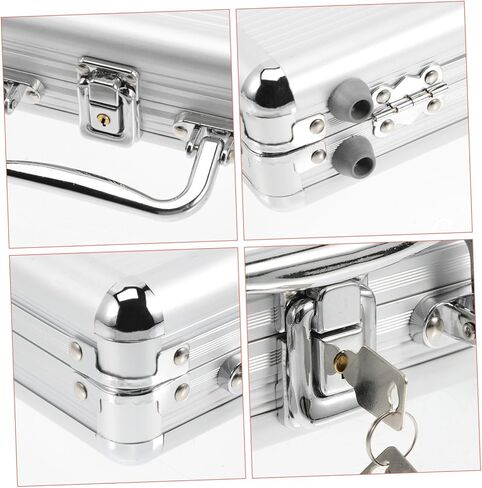 حافظة رقائق البوكر من خليط معدني بسعة كبيرة من BESPORTBLE مع حاوية بطاقات بمقبض لتخزين رقائق البوكر والبطاقات بشكل آمن، صندوق حمل محمول للعبة البلاك جاك in Kuwait