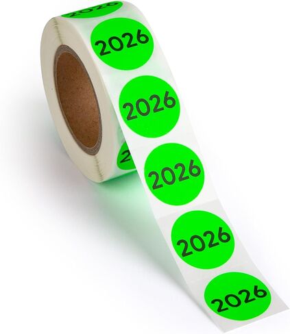 500pcs 2026 Year Stickers, 1 Inch Fluorescent Green Color Coded Year Labels, Warehouse Inventory Organization Stickers in Saudi Arabia