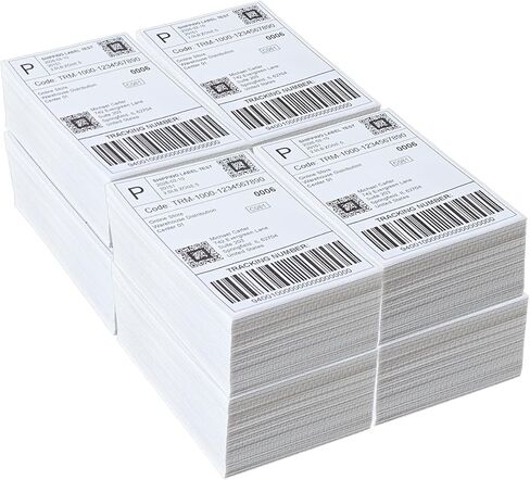 4 × 6 ملصقات شحن حرارية، 500 ملصق ورق طابعة حرارية مباشرة من Fanfold، ملصقات طابعة حرارية من الدرجة التجارية، ملصقات طابعة حرارية مثقوبة، كومة واحدة in Kuwait