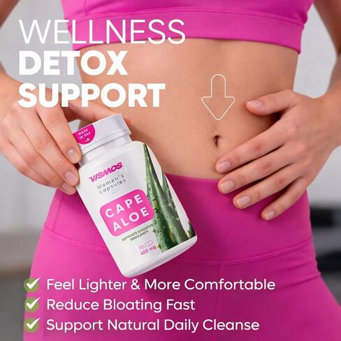 PREMIUM Cape Aloe Vera Capsules for Women – Natural Laxative & Daily Detox Cleanse for Gentle Constipation Relief & Gut Health Support – 450mg Aloe Ferox Leaf Powder – 90 Capsules - Made in USA in Saudi Arabia