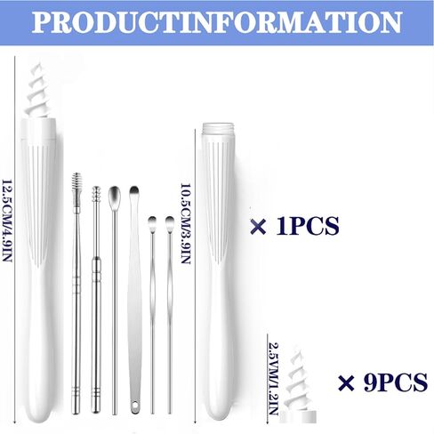 Ear Wax Removal, Ear Wax Removal Tool Reusable and Washable Replacement Soft Silicone Tips for Cleaner Earwax, Ear Wax Removal Kit Contains 7 Types of Ear Cleaner Tools in Saudi Arabia