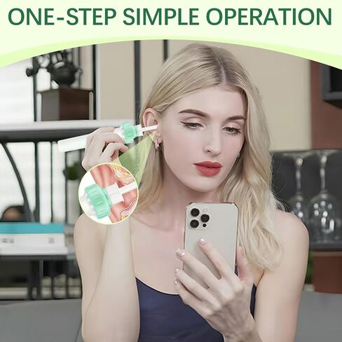 Electric Ear Wax Removal Tool with Vibration Suction, Ear Wax Vacuum Cleaner, Soft Silicone Spoon with 2 Washable Replaceable Tips Ear Cleaning for Family, Portable Case,Aqua Green in Kuwait