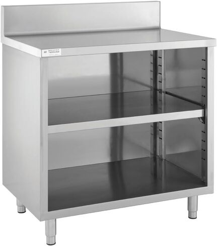 طاولة تحضير المطبخ المغلقة من الفولاذ المقاوم للصدأ من كراتوس مقاس 24 بوصة عمق × 36 عرض مع رف سفلي وبلاش باكسبلاش، طاولة عمل NSF للمطاعم - 16ga/304SS (32L-047) in Kuwait