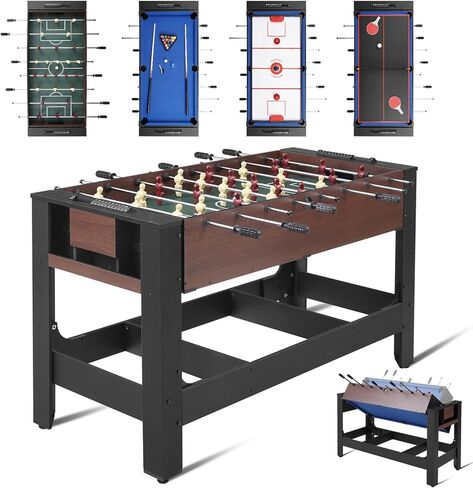 4-in-1 Mini Multi Game Table ، Table Game Table ، Childrens Combo Arcade مجموعة W/البلياردو البلياردو ، الهوكي ، Foosball وتنس الطاولة للمنزل ، غرفة اللعب ، الأصدقاء والعائلة in Kuwait