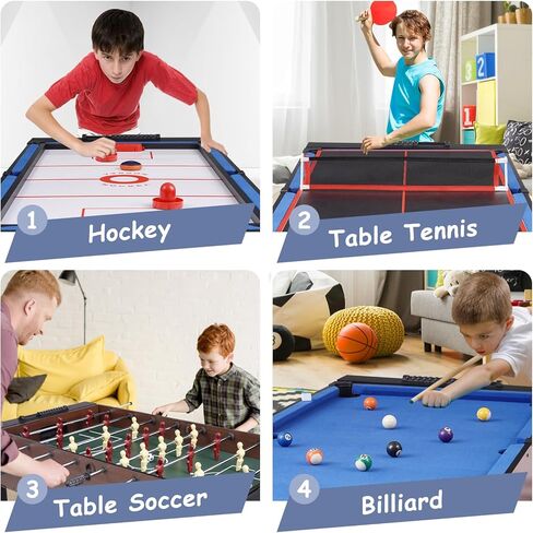 4-in-1 Mini Multi Game Table ، Table Game Table ، Childrens Combo Arcade مجموعة W/البلياردو البلياردو ، الهوكي ، Foosball وتنس الطاولة للمنزل ، غرفة اللعب ، الأصدقاء والعائلة in Kuwait