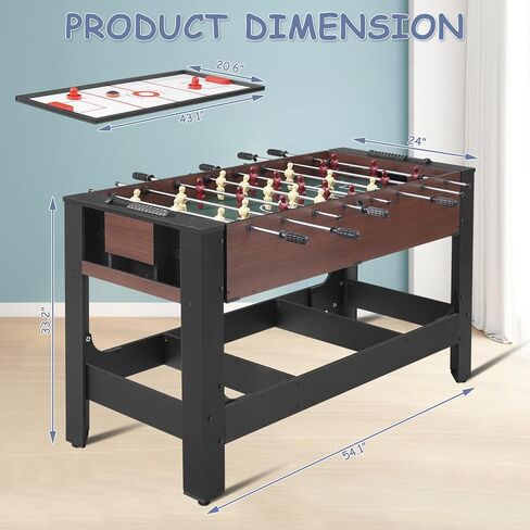 4-in-1 Mini Multi Game Table ، Table Game Table ، Childrens Combo Arcade مجموعة W/البلياردو البلياردو ، الهوكي ، Foosball وتنس الطاولة للمنزل ، غرفة اللعب ، الأصدقاء والعائلة in Kuwait