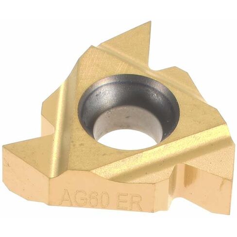 Laydown Threading Insert, 16ERAG60 HG330TR, Carbide, TiC & TiN Finish, Right Hand, External Partial Profile 60° Thread, 3/8" Inscribed Circle, 0.146" Thick (1) Each in Saudi Arabia