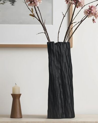 Black Ceramic Flower Vase Decor, Modern Floras Vase Home Decor for Living Room Entryway Table Centerpieces,Shelf, Gifts and Festivals in Kuwait