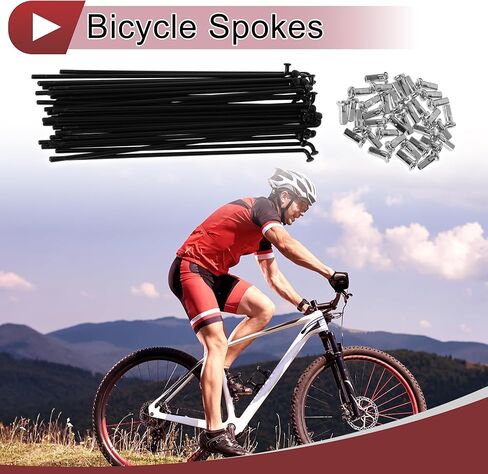36 Set 12G Bicycle Spokes 155mm Bike Wheel Spokes 45 Steel Black in Saudi Arabia