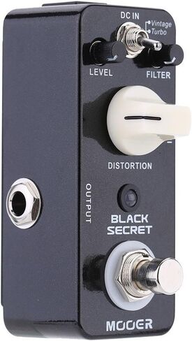 Black Secret Mini Distortion Pedal for Electric Guitar – Dual Vintage/Turbo Modes, True Bypass, Aluminum Chassis in Kuwait