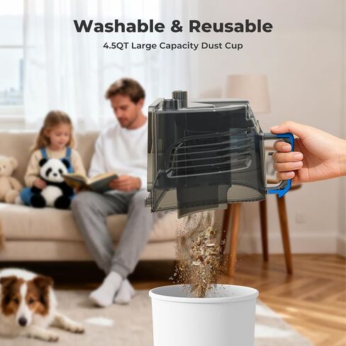 مكانس كهربائية بعلبة 45 كيلو باسكال 1600 واط للمنزل، فلتر HEPA مزدوج، مكنسة كهربائية بدون كيس 4.5 كيو تي، مكنسة كهربائية بعلبة خفيفة الوزن للأرضيات الصلبة، السجاد، الحيوانات الأليفة، تنجيد البلاط، السيارة الزرقاء in Kuwait