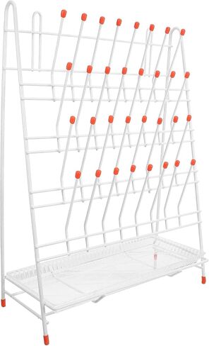 BESTYASH Metal Laboratory Test Tube Drying Rack 32-peg Draining Holder for Beakers and Bottles with Plastic-Coated Pegs Space-Saving Lab Bottle Drying Organizer in Kuwait