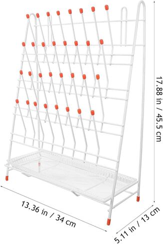 BESTYASH Metal Laboratory Test Tube Drying Rack 32-peg Draining Holder for Beakers and Bottles with Plastic-Coated Pegs Space-Saving Lab Bottle Drying Organizer in Kuwait