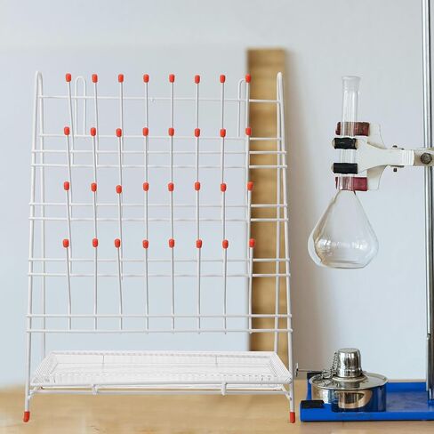 BESTYASH Metal Laboratory Test Tube Drying Rack 32-peg Draining Holder for Beakers and Bottles with Plastic-Coated Pegs Space-Saving Lab Bottle Drying Organizer in Kuwait
