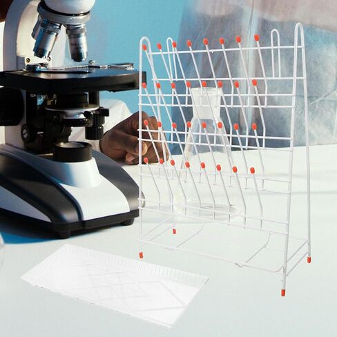 BESTYASH Metal Laboratory Test Tube Drying Rack 32-peg Draining Holder for Beakers and Bottles with Plastic-Coated Pegs Space-Saving Lab Bottle Drying Organizer in Kuwait