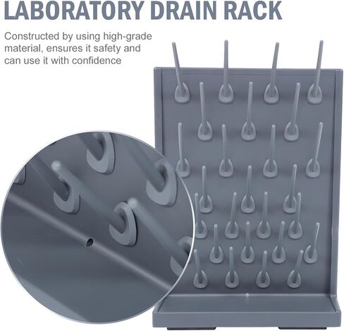 SAFIGLE 2pcs Laboratory Pp Drying Rack for Test Tubes, Single-Sided 27-peg Stand, Black Plastic Drain Rack Set for Lab Glassware and Scientific Use in Saudi Arabia