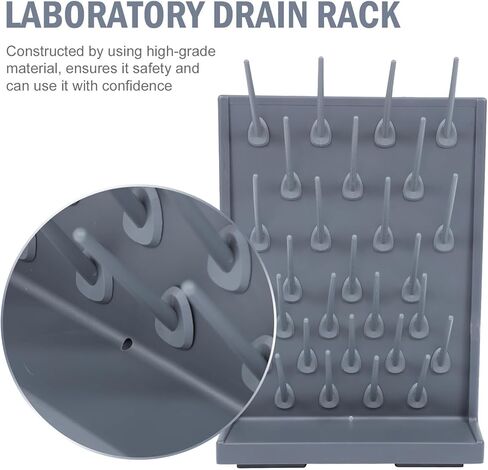 Cabilock 2pcs Pp أنبوب اختبار تجفيف الرف مختبر استنزاف الجرف 27-peg أحادية الجانب أنبوب بلاستيكي حامل حامل لتصريف الأواني الزجاجية للمختبر باللون الأسود in Saudi Arabia