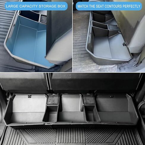 Rear Under Seat Concealed Storage Compartment Compatible with Tesla Cybertruck Accessories, Second Row Underseat Large Capacity Organizer [Interior Accessories], Black in Kuwait