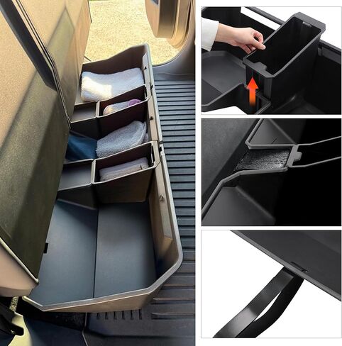 Rear Under Seat Concealed Storage Compartment Compatible with Tesla Cybertruck Accessories, Second Row Underseat Large Capacity Organizer [Interior Accessories], Black in Kuwait