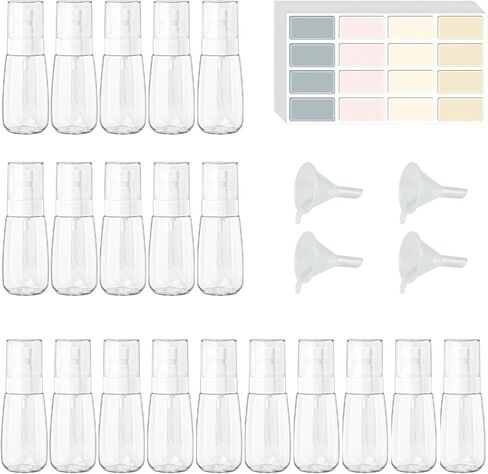 Bulk Mini Spray Bottles, 20 Pack 2oz Plastic Spray Bottles with Funnels and Labels, Small Refillable Spray Bottles for Travel DIY Parties Cleaning Salon and Daily Use (Blue) in Saudi Arabia