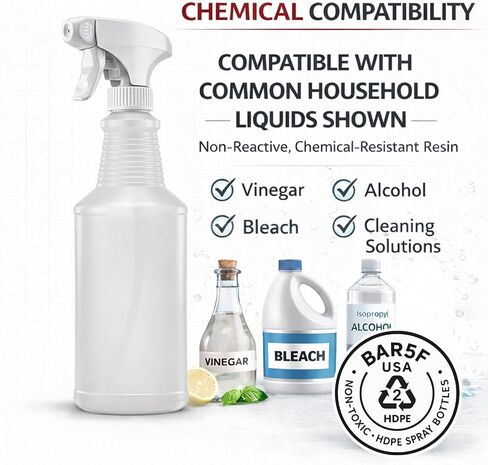 زجاجات رذاذ Bar5F (3 عبوات)، 24 أونصة - بخاخة مقاومة للتبييض مع رذاذ خفيف وتشغيل/إيقاف، مقاومة للمواد الكيميائية لمحاليل التبييض والخل والتنظيف، زجاجات HDPE قابلة لإعادة الملء in Saudi Arabia