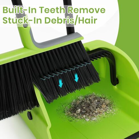 (3PK) مجموعة مكنسة ومجارف تجارية ضخمة مع مجرفة كبيرة قائمة ومكنسة شديدة التحمل، مقبض طويل، لتنظيف الأرضيات الداخلية/الخارجية، مستلزمات النظافة in Kuwait