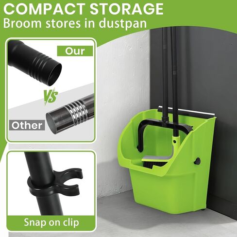 (3PK) مجموعة مكنسة ومجارف تجارية ضخمة مع مجرفة كبيرة قائمة ومكنسة شديدة التحمل، مقبض طويل، لتنظيف الأرضيات الداخلية/الخارجية، مستلزمات النظافة in Kuwait