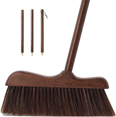 Wood Broom with Long Handle Soft Bristle Sweeper Broom Indoor Hand Brooms for Home Kitchen Office Pet Hair Removal in Saudi Arabia
