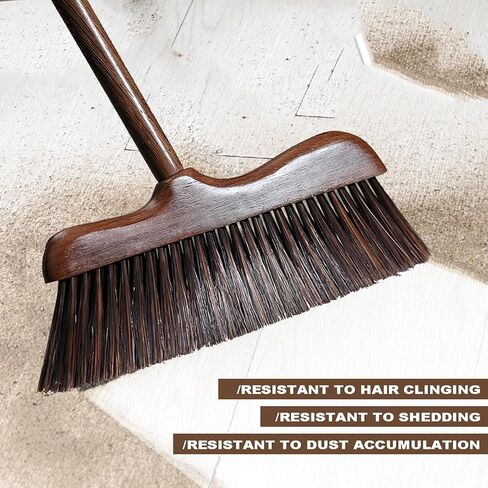 Wood Broom with Long Handle Soft Bristle Sweeper Broom Indoor Hand Brooms for Home Kitchen Office Pet Hair Removal in Saudi Arabia