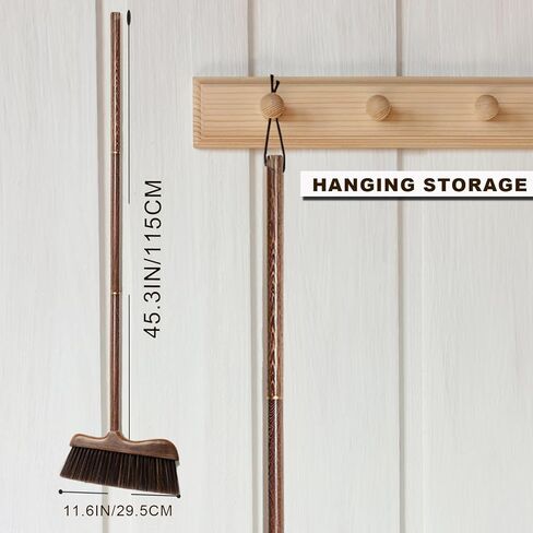 Wood Broom with Long Handle Soft Bristle Sweeper Broom Indoor Hand Brooms for Home Kitchen Office Pet Hair Removal in Saudi Arabia