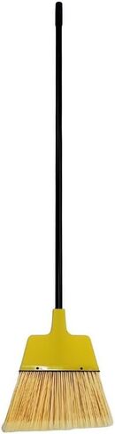 PRO-SOURCE Angled Broom, 12-Inch Wide, Vinyl-Coated Metal Handle, Flagged Water-Resistant, Yellow Polypropylene Bristles, Broom Head May be Yellow or Black in Color (1) Each in Kuwait