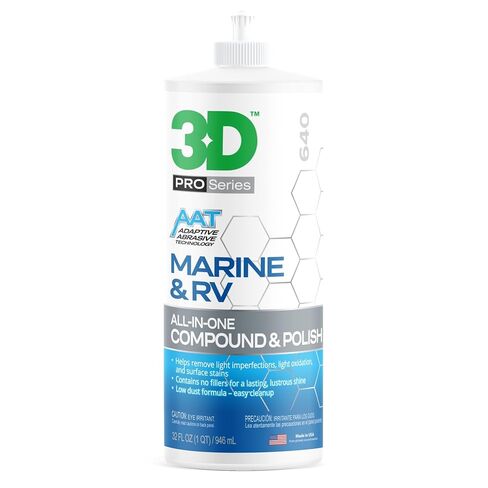مركب طلاء جل 3D Marine & RV الكل في واحد - يزيل الأكسدة والدوامات والخدوش P2000، وحماية عميقة من الشمع، بدون حشو، 32oz in Saudi Arabia