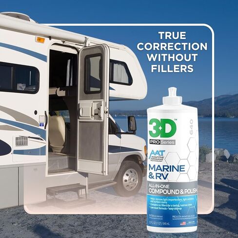 مركب طلاء جل 3D Marine & RV الكل في واحد - يزيل الأكسدة والدوامات والخدوش P2000، وحماية عميقة من الشمع، بدون حشو، 32oz in Saudi Arabia