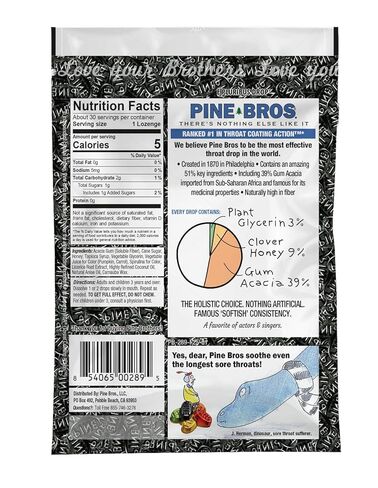 Pine Bros. Gummy Sore Throat Softish Drops 30 Count (approx) (6 Bags, Licorice) in Kuwait