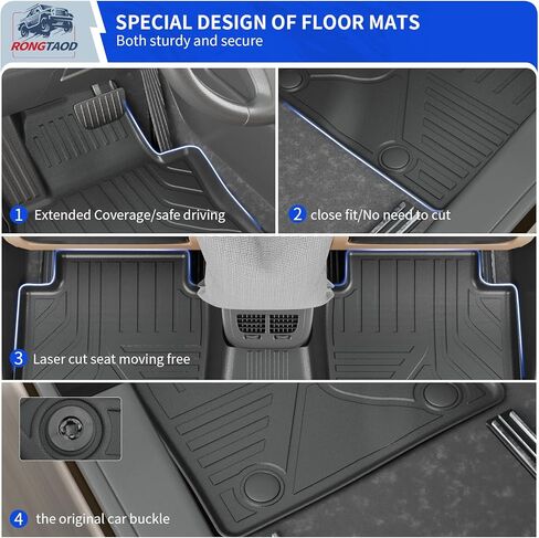 Rongtaod Fit 2022 2023 2024 KIA Carnival Cargo Mat Trunk Mats Cargo Liner TPE All Weather Back Seat Cover Protector KIA Carnival Accessories (Backrest Mats+Trunk Mat) in Kuwait